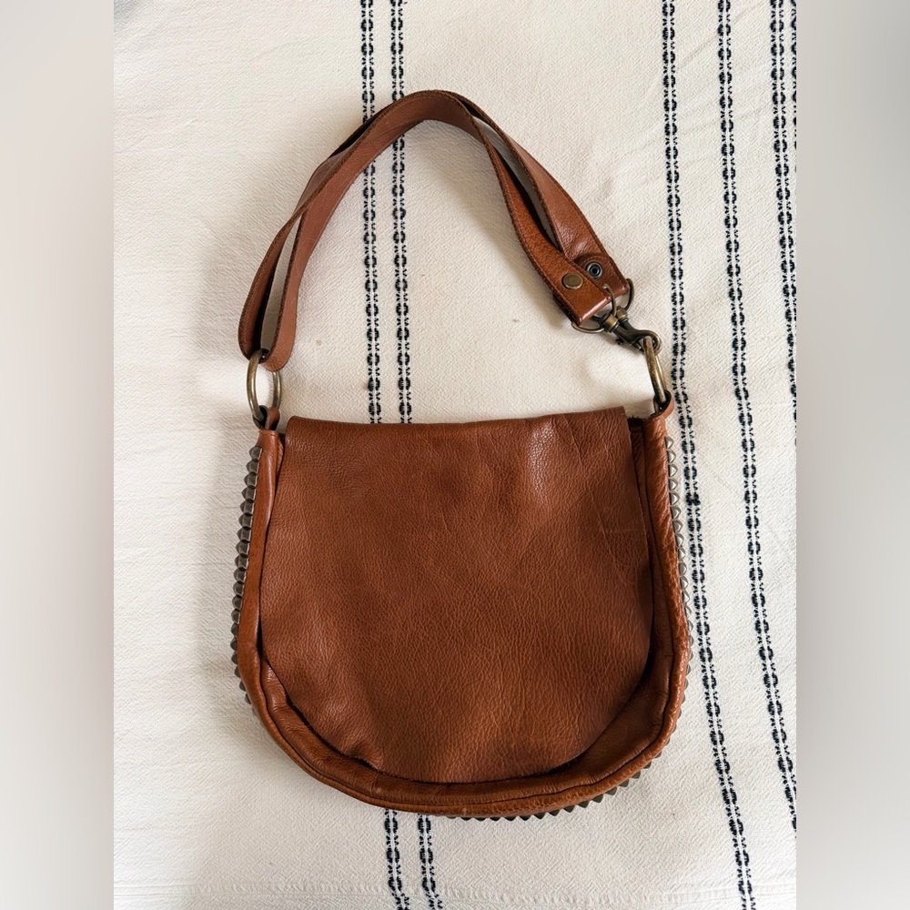 McFadin Brown Leather Studded Cross Body or Shoulder Bag